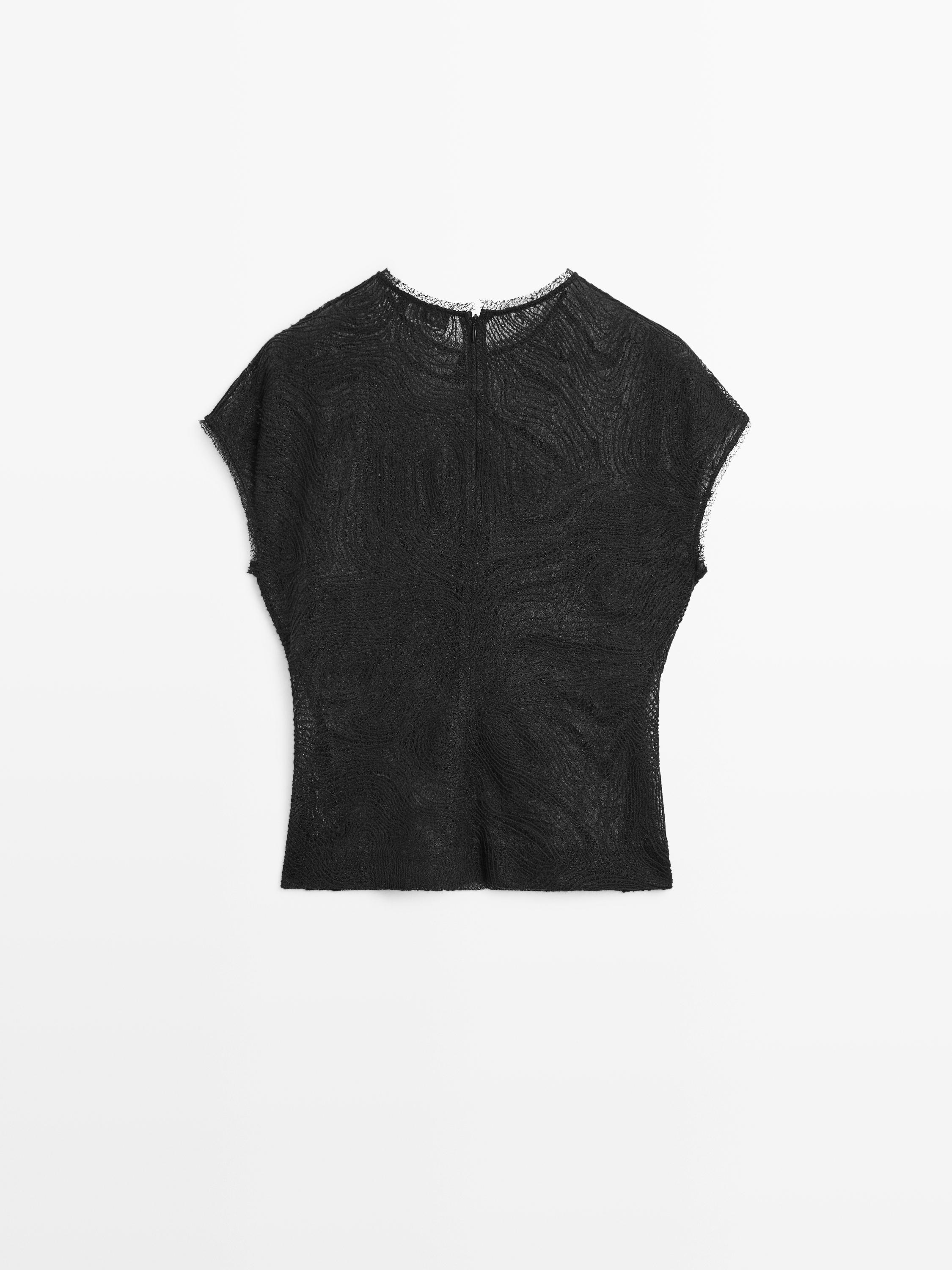 Semi-sheer embroidered top